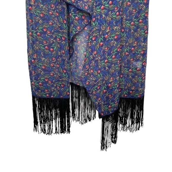 Lularoe Womens Open Front sheer cardigan S/S Floral Fringe small - Picture 5 of 5